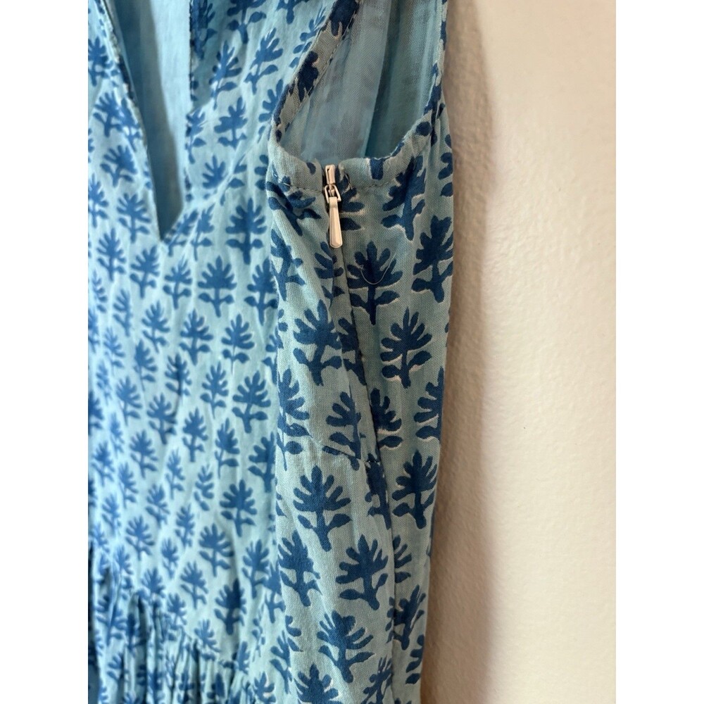Oliphant Flirty Mini Dress XXS Blue Tiered Sleeveless V-Neck Gauze Boho Beach - Picture 6 of 15